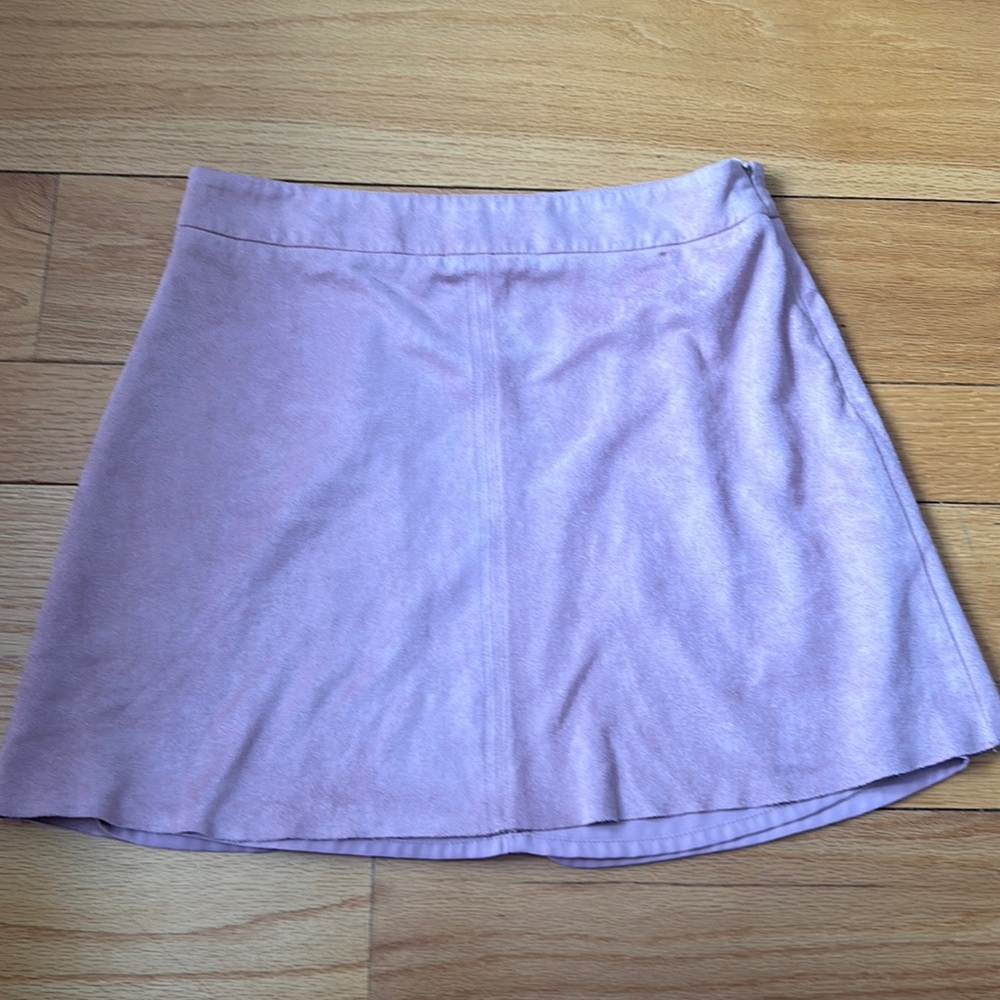 Pink suede mini skirt